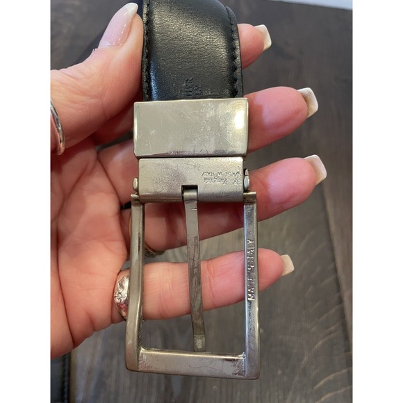 Ermenegildo Zegna Reversible Black/Brown Dress Belt Size 37-33" w/Silver Buckle - Picture 3 of 11